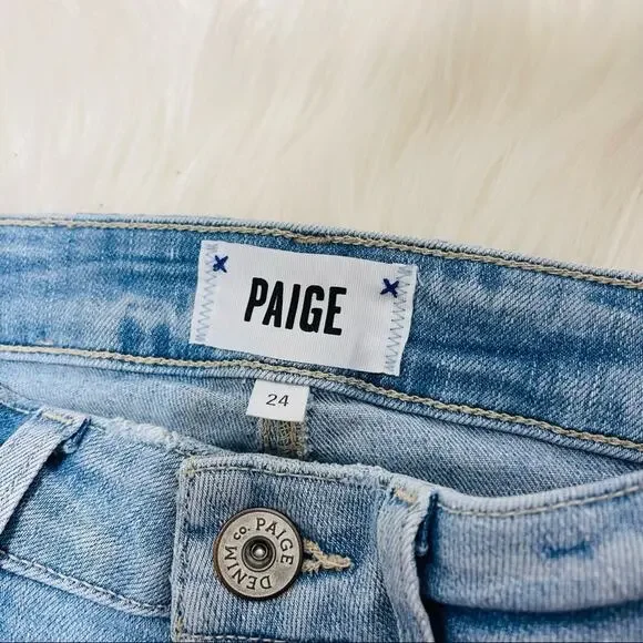 Paige Denim Atley Ankle Flare Jeans High Waist Floretta Destructed Size 24